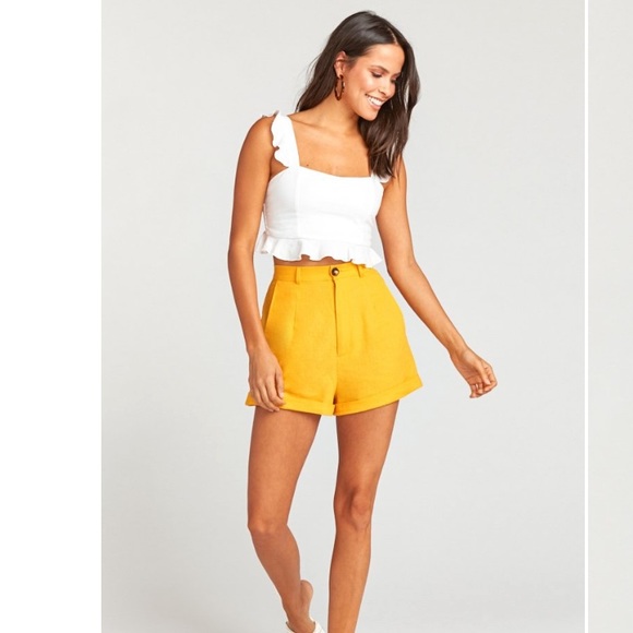 Show Me Your MuMu Pants - Show Me Your Mumu Canary Yellow Linen Shorts NWOT